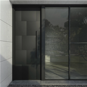 Black and Grey mirror glass security steel door with best price