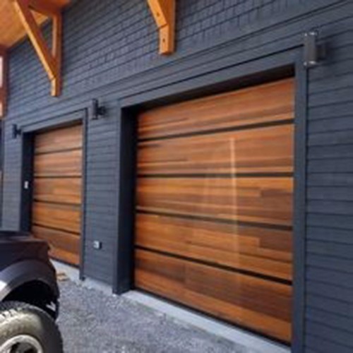 铝板木色自动升降车库门