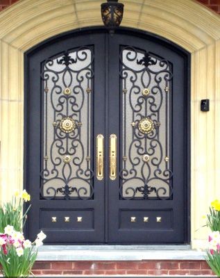 Decorative double iron wrought security front door