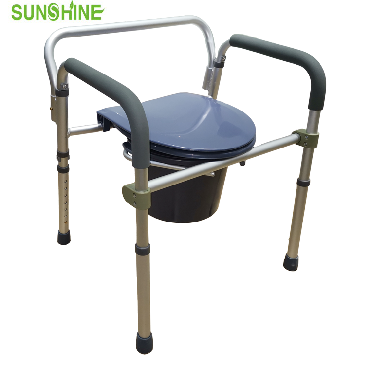 Supply Aluminum Foldable Commode Chair With Back Support Wholesale