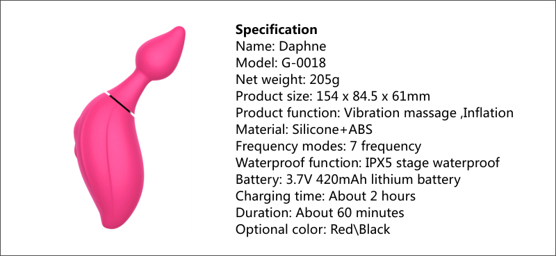 Вибратор расширяющийся Yuanse Daphne, ярко-розовый G-0018 - Yuanse - Надувные анальные игрушки - Купить