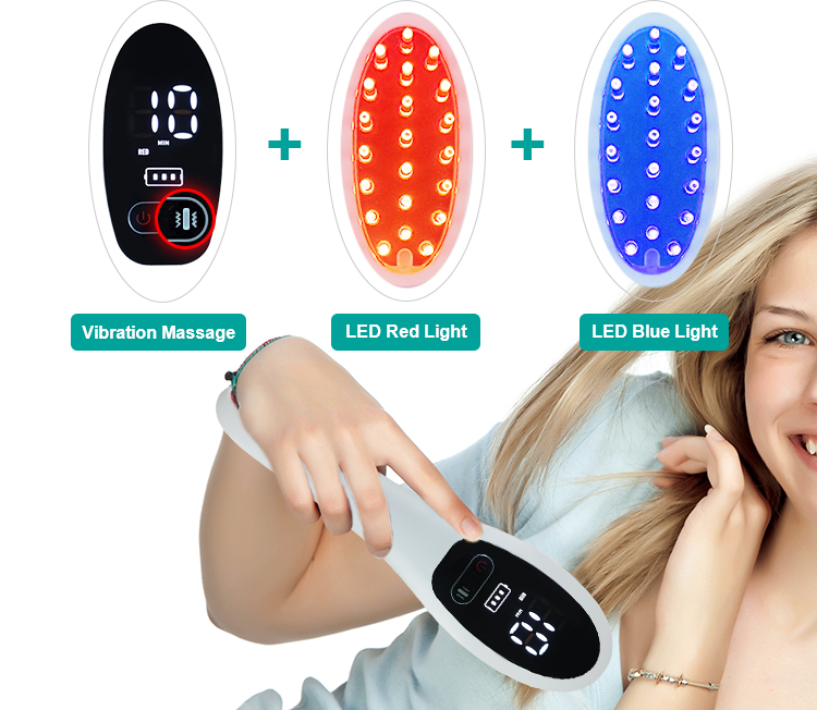 Supply Rechargeable Red and Blue LED Light Electric Hair Massage