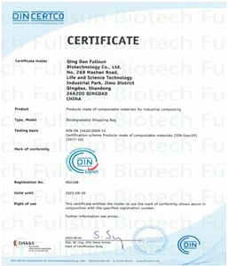 Biologiskt nedbrytbar plastpåse godkänd industriell kompostering certifiering