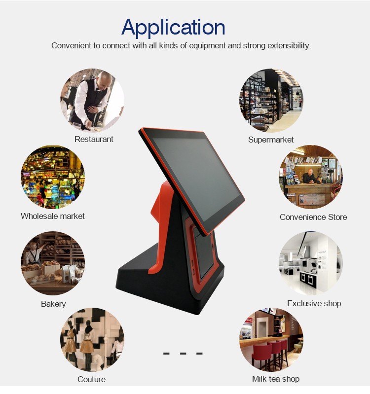 Restaurant and Retail POS Terminal with Built-in 58/80mm Printer and Customer Display