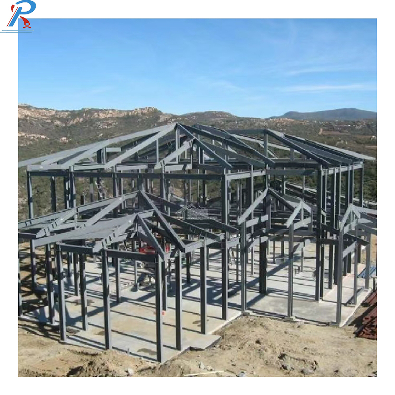 Heavy steel frame of two-story villa