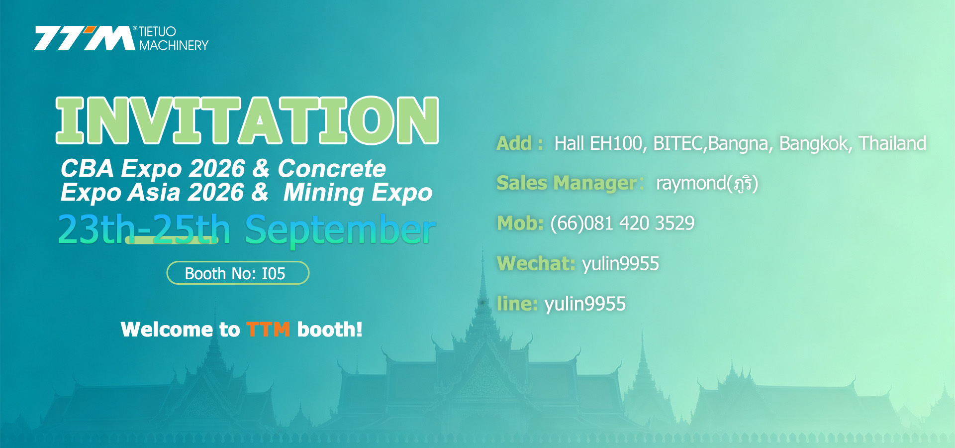 CBA Expo 2026, Concrete Expo Asia 2026 et Mining Expo Thailand 2026