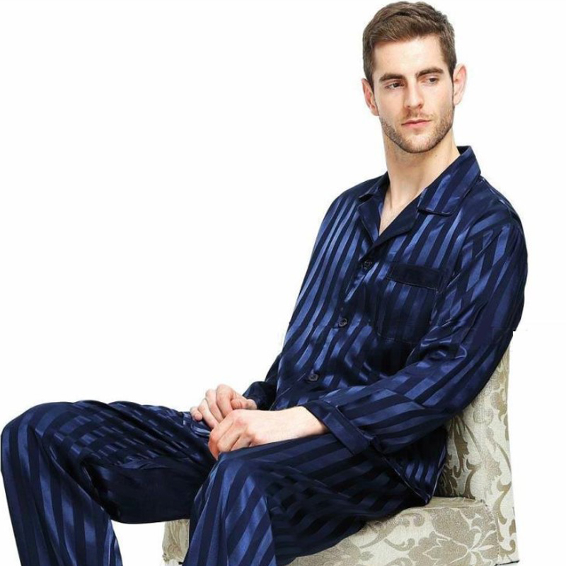 Hauts et shorts de pyjama en soie à manches longues pour hommes, vêtements de maison lisses et confortables