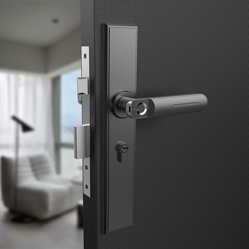 KPP ลายนิ้วมือล็อคประตู, Smart Lock Biometric Keyless Entry Door Handle (สีดำ) 658-898 6068