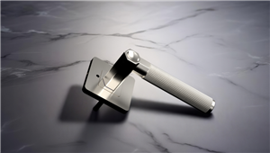 Minimalist Privacy Lever with Slim Round Rosette — Satin chrome