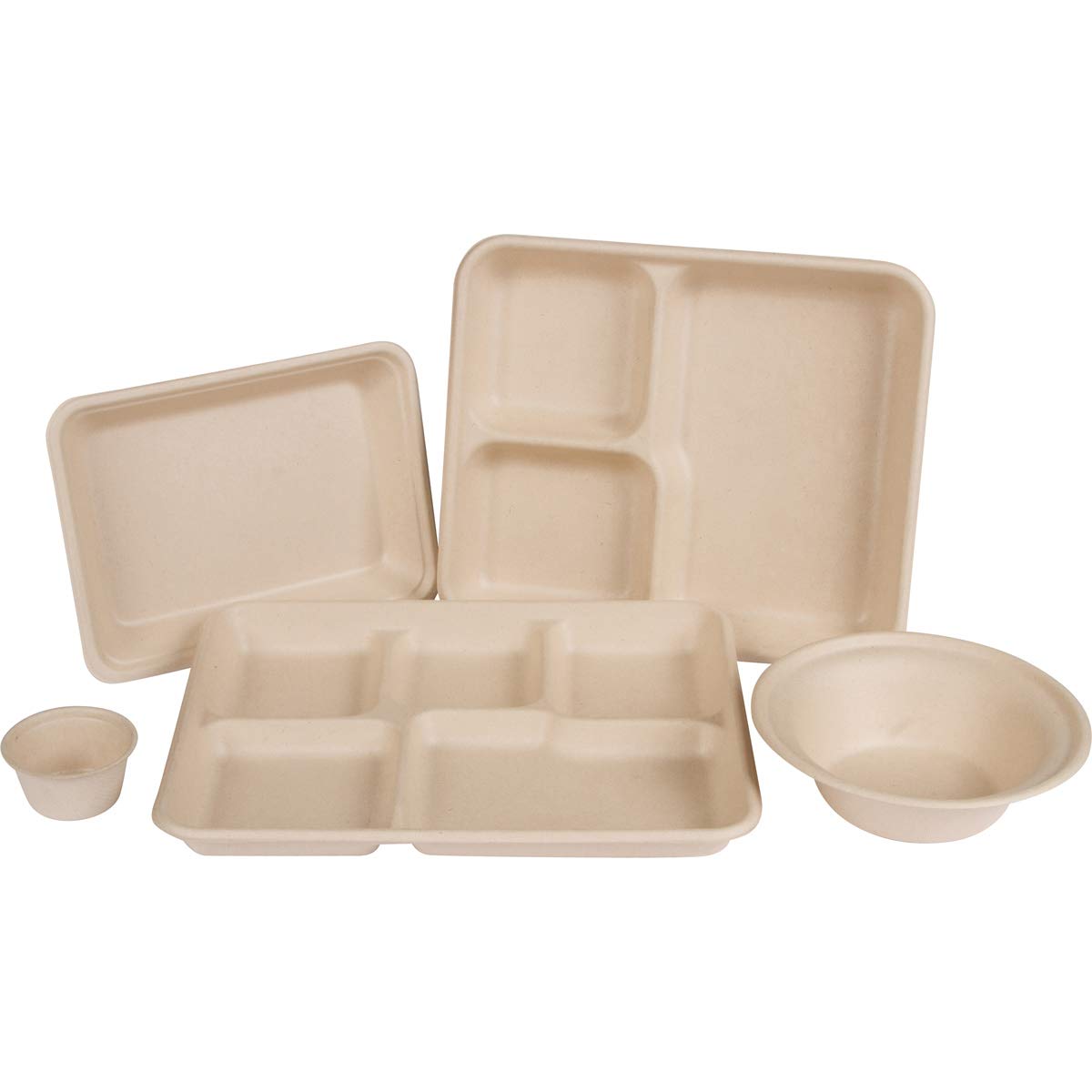 5 Compartment 6 Inch Bagasse Fiber Cake Tray