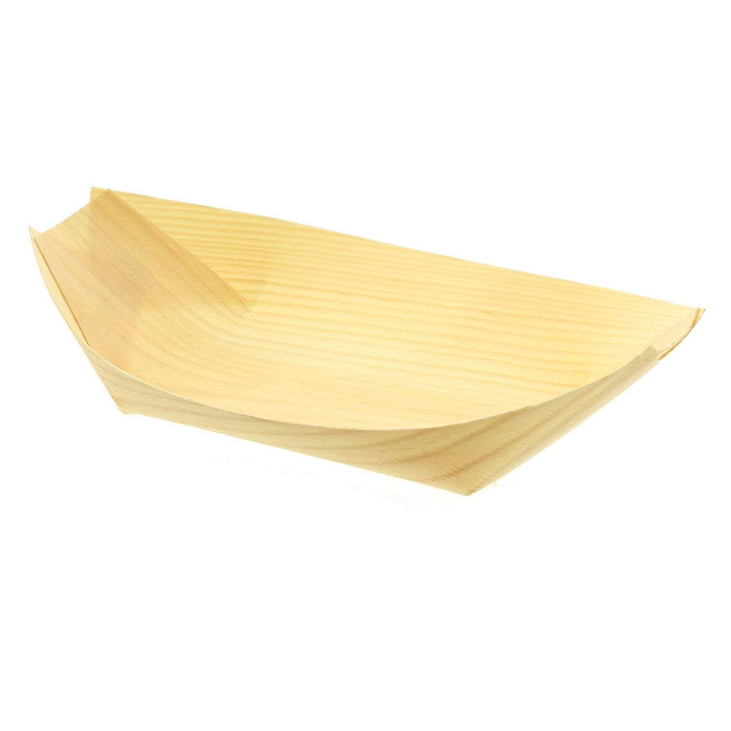 Produce Wood Serving Boat, Quality Wood Serving Boat, Biodegradable Wood Food Boat Factory