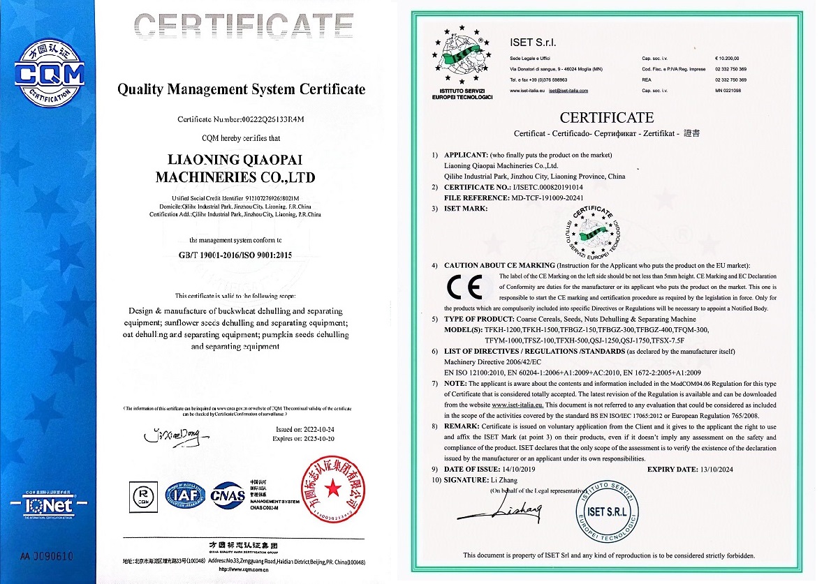 ISO9001:2015 e certificado CE