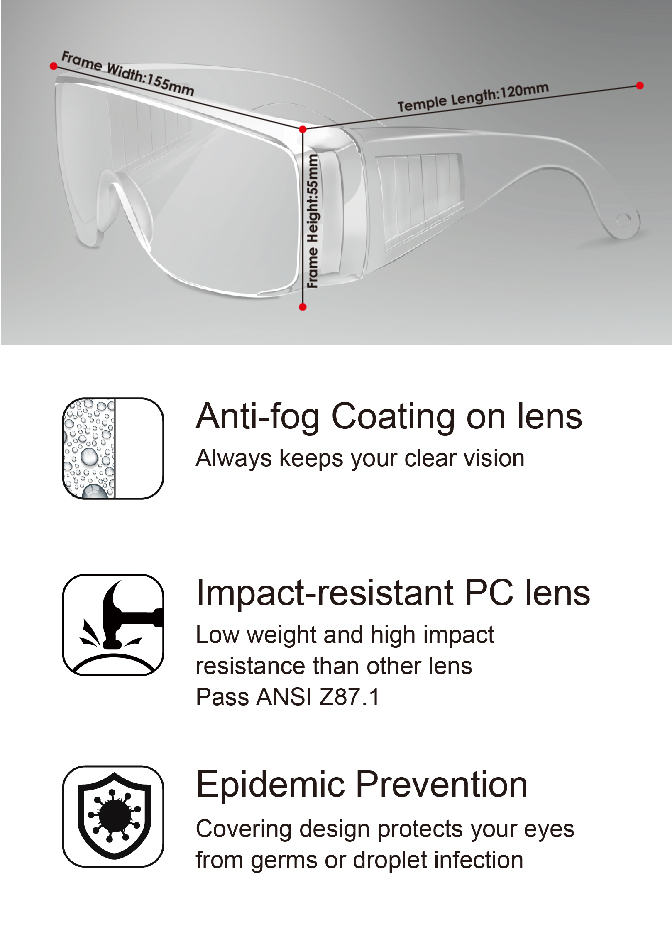 Supply anti fog safety glasses meeting en166 ansi z87 1 standards