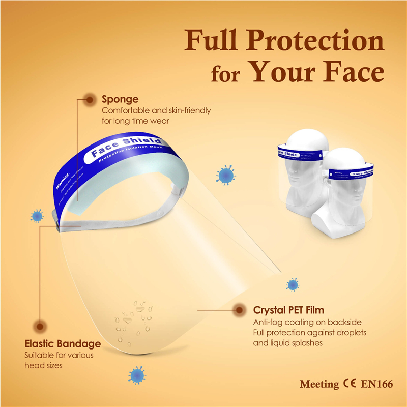 Safety Face Shield Transparent Anti-Fog Layer Protect Eyes from Splash