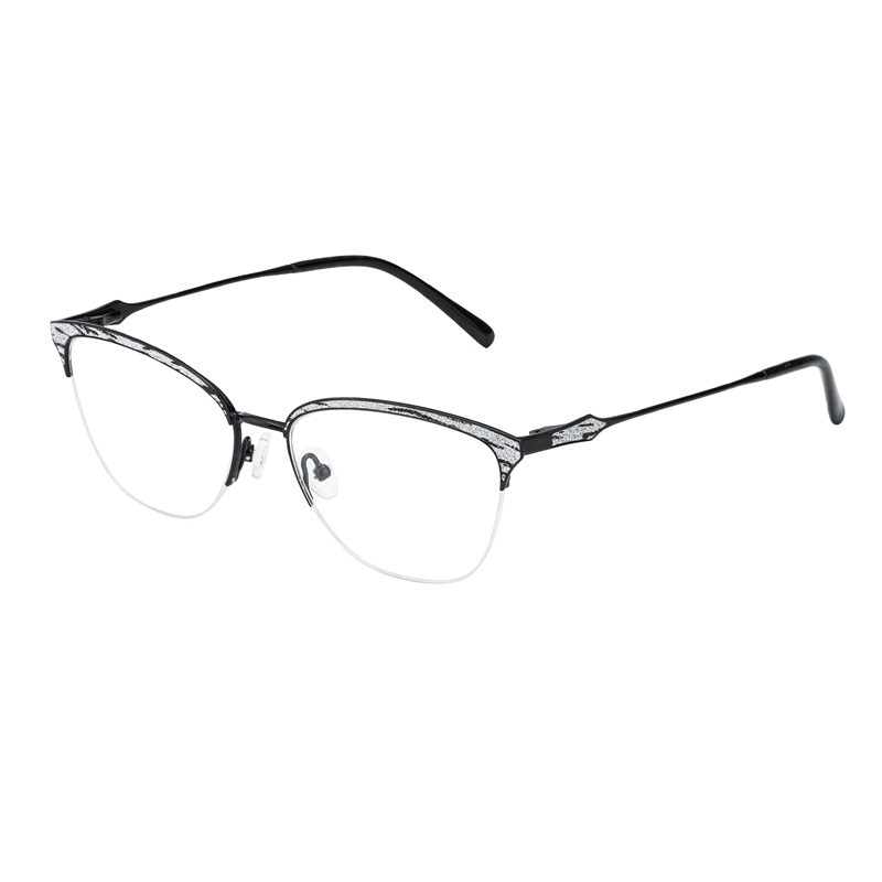 Stainless Steel Women Eye Glasses Optical Eyeglasses Metal Cat Eye Frame with Flex Hinge