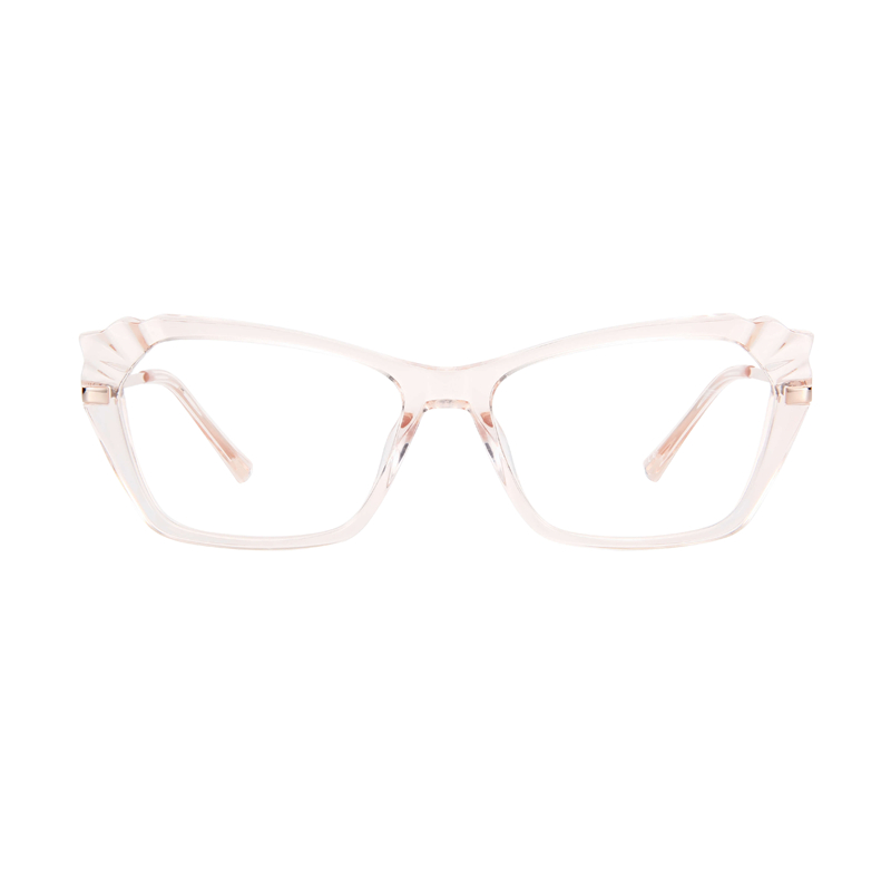 Women's Cat Eye Plastic Eyeglasses with Diamond Cutting Design