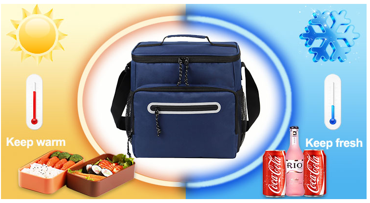 La estructura de la bolsa refrigeradora del almuerzo.