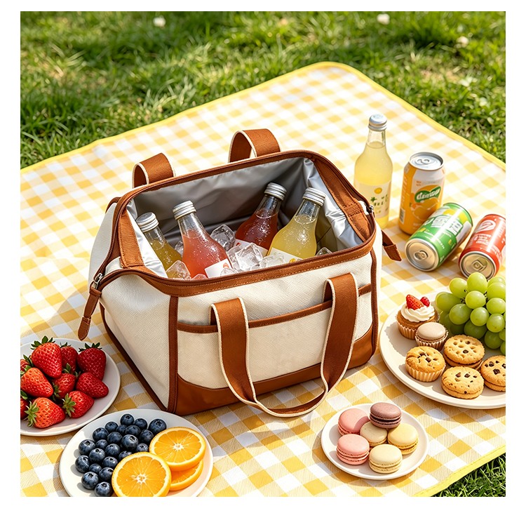 Leather Base Picnic Tote