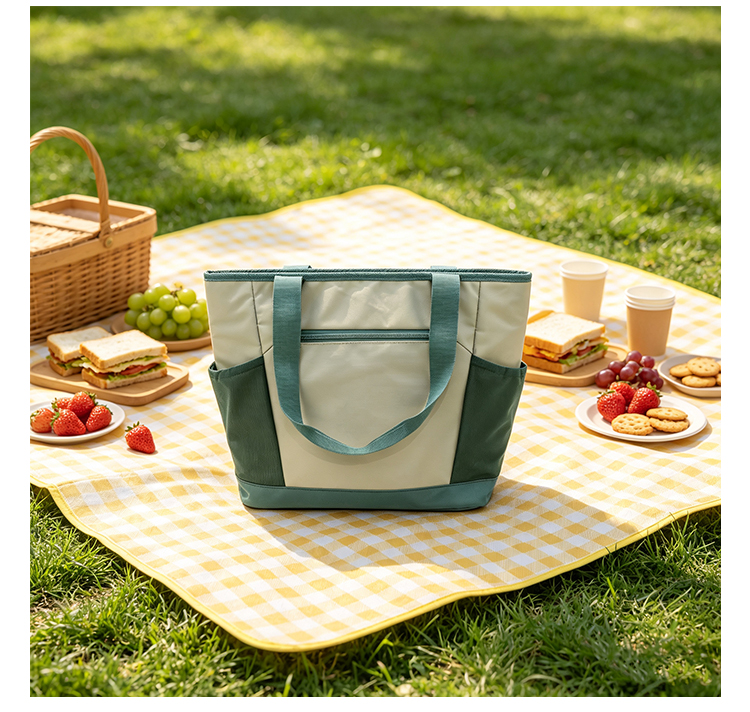 Teal Sand Cooler Tote Front Zip Pocket Carrier