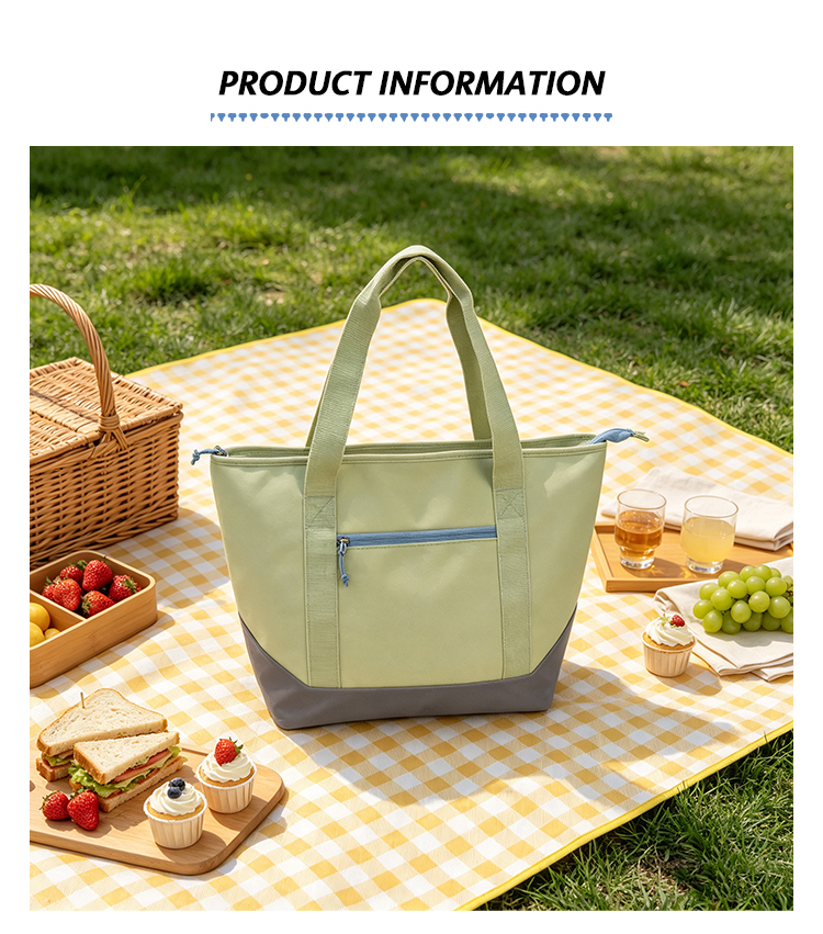Pale Olive Thermal Tote Grey Base Chill Bag