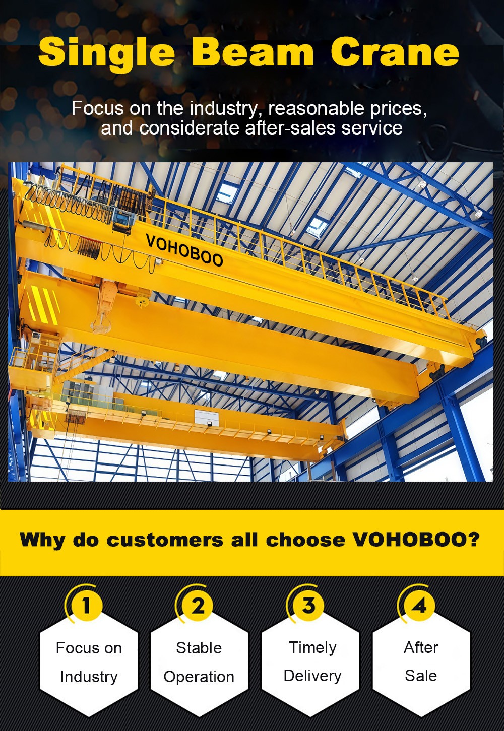 Single beam overhead crane
