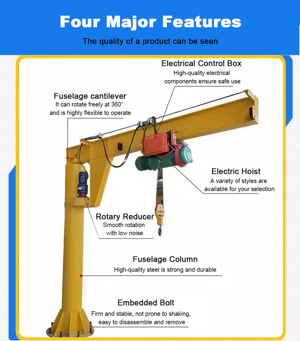 Versatile Jib Crane with Multiple Mounting Options and Wide Applications in Warehouses and Logistics Centers Factory