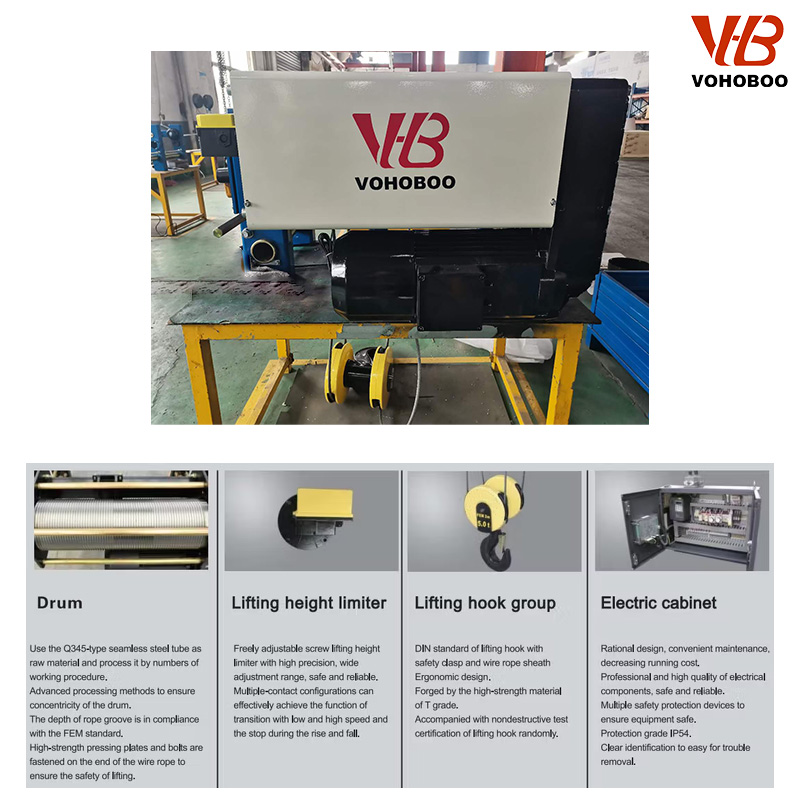 VOHOBOO European Wire Rope Hoist for Overhead Crane Systems Factory