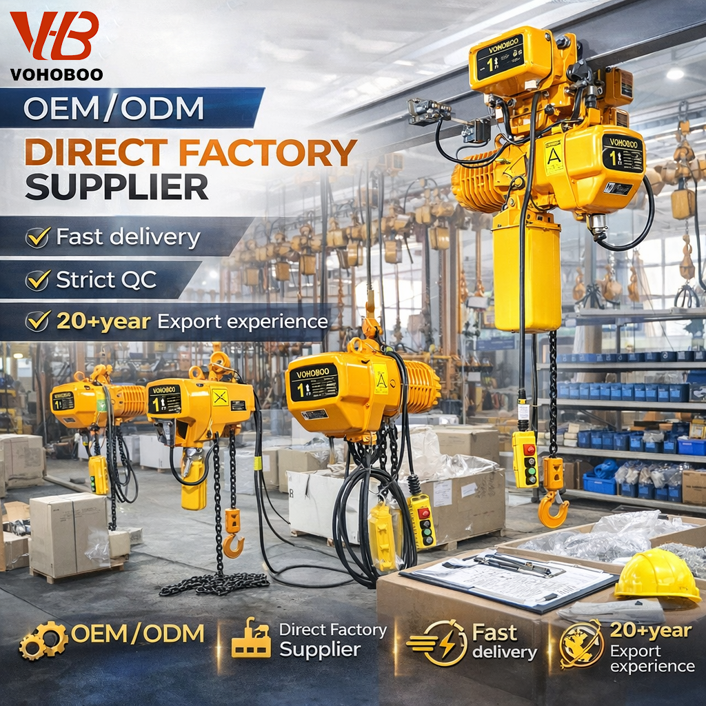 Industrial HHBB Electric Chain Hoist 1 Ton 2 Ton Electric Hoist Crane Lifting Equipment with Hook Suspension Factory