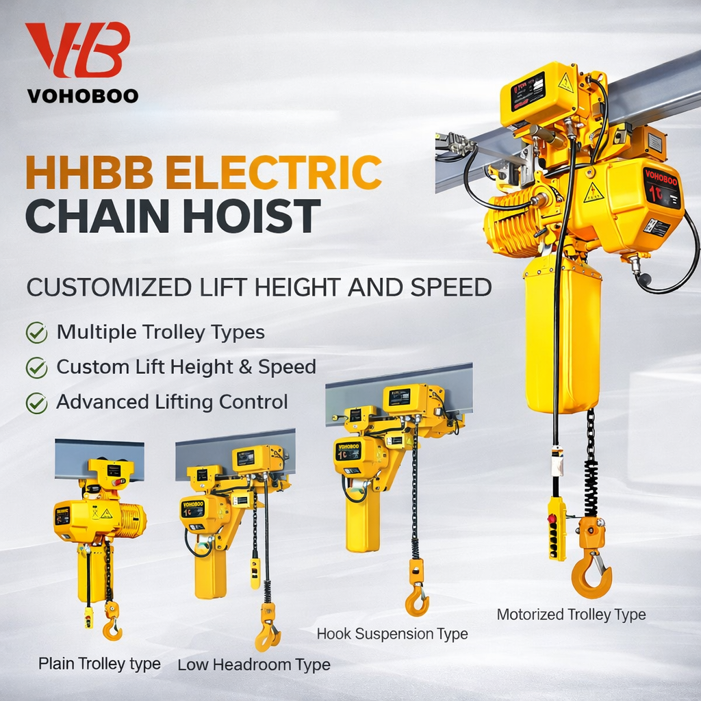 Industrial HHBB Electric Chain Hoist 1 Ton 2 Ton Electric Hoist Crane Lifting Equipment with Hook Suspension Factory