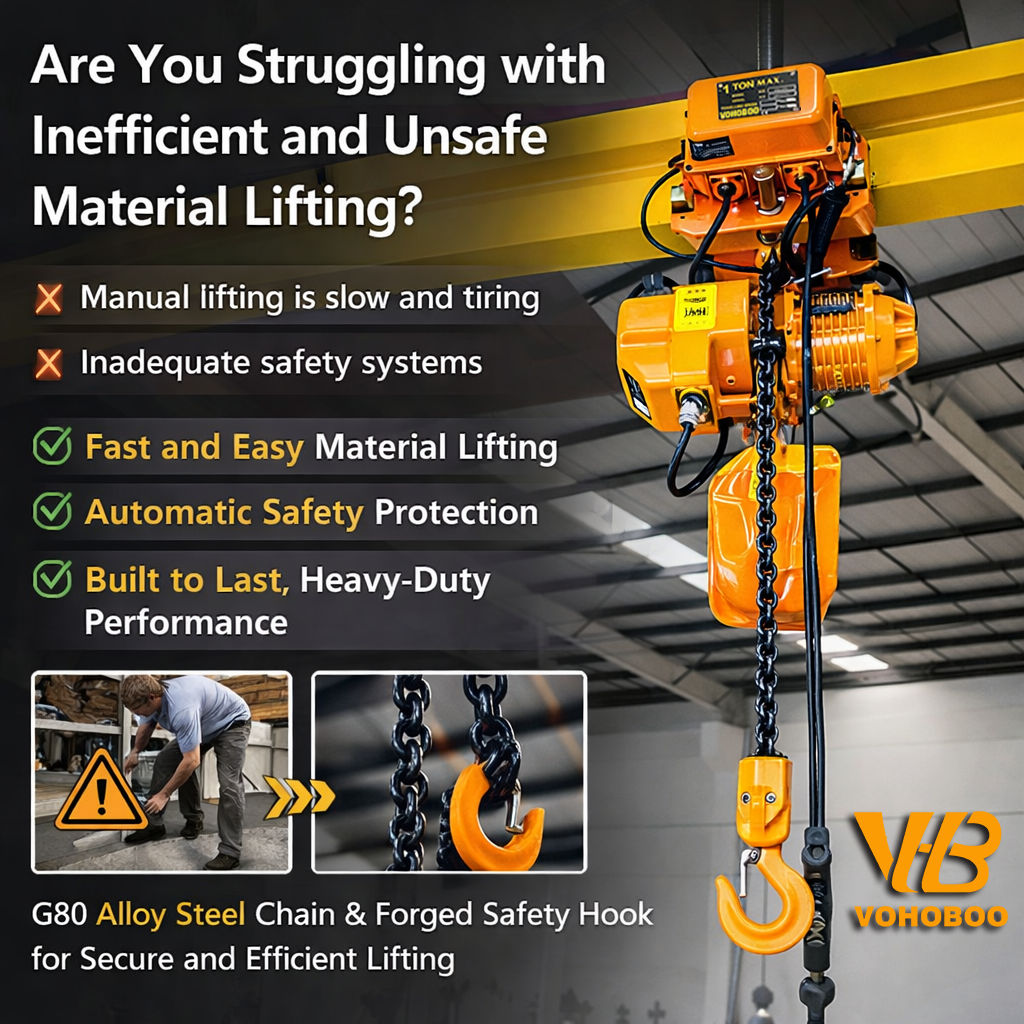 Industrial HHBB Electric Chain Hoist 1 Ton 2 Ton Electric Hoist Crane Lifting Equipment with Hook Suspension Factory
