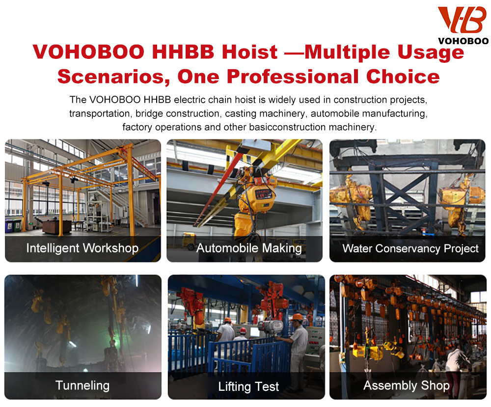 Industrial HHBB Electric Chain Hoist 1 Ton 2 Ton Electric Hoist Crane Lifting Equipment with Hook Suspension Factory
