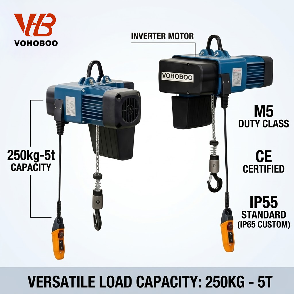 Waterproof IP65 Customized G100 Chain European Standard Electric Chain Block Hoist with Phase Sequence Protection for Harsh Environment Projects