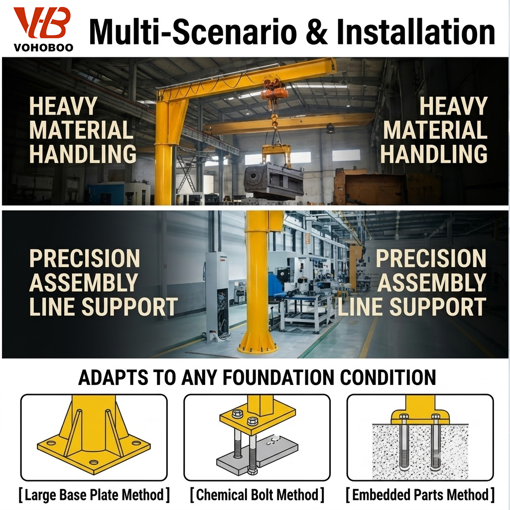 Space Saving Wall Mounted Cantilever Jib Crane with Customized Bracketry for Confined Factory Areas Factory
