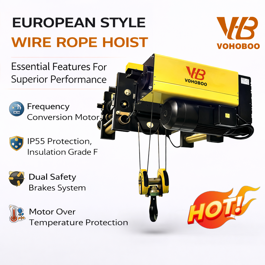 Industrial Grade European type Electric wire rope hoist with Heavy Duty M7 Duty Cycle for Intensive Production Lines Factory