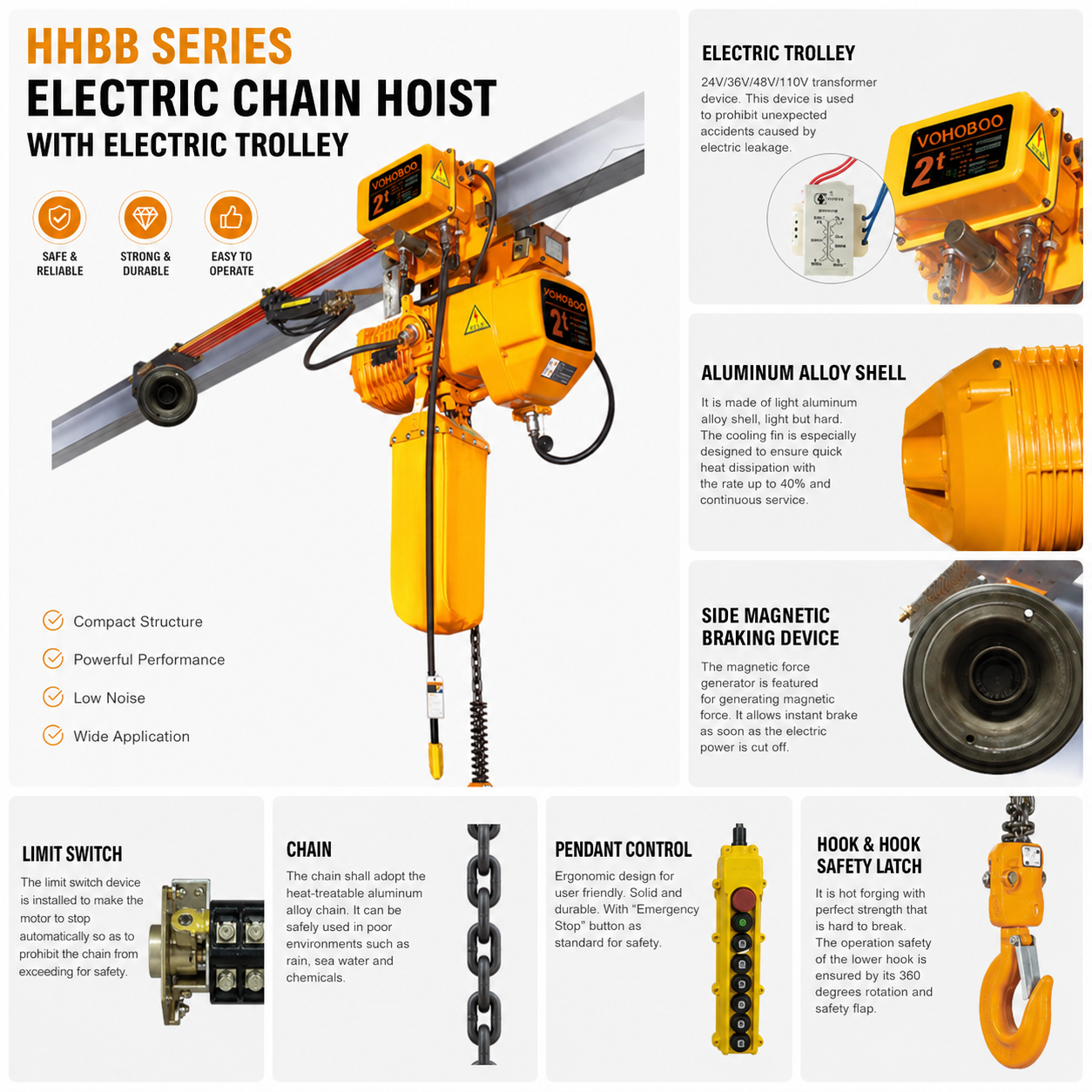 Supply China Electric Chain Hoist 1 Ton 2 Ton 3 Ton 5 Ton Trolley Hoist ...