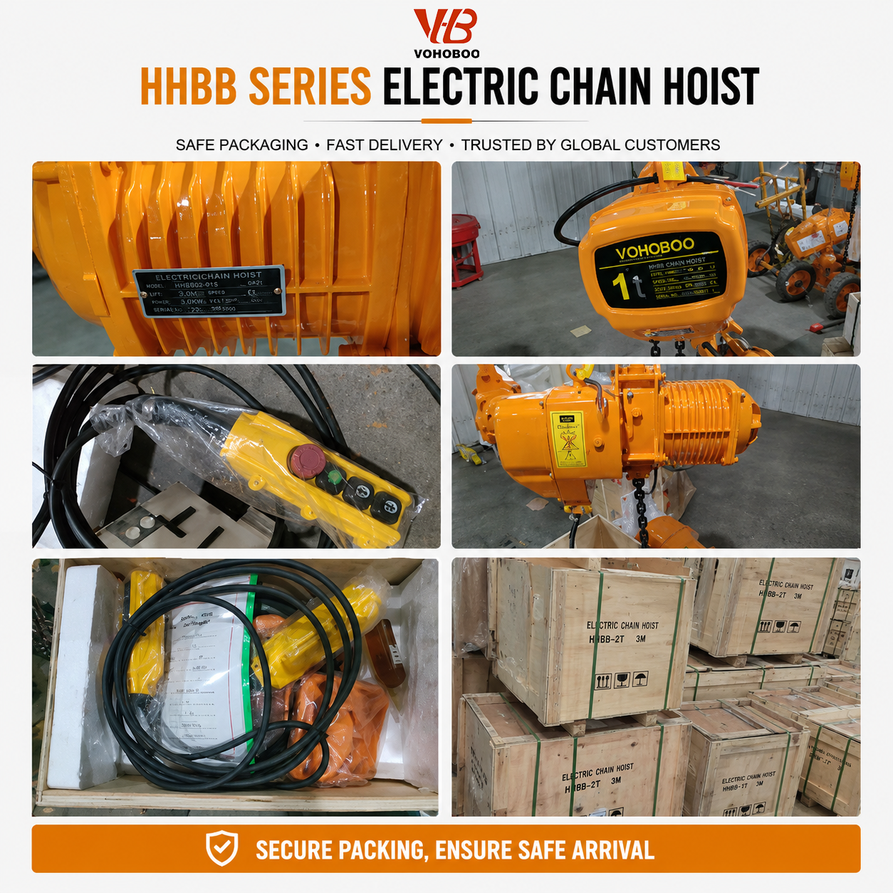 Electric Chain Hoist 1 Ton 2 Ton 3 Ton 5 Ton Trolley Hoist with Remote Control 380V 220V for Manufacturing Plant Warehouse Factory