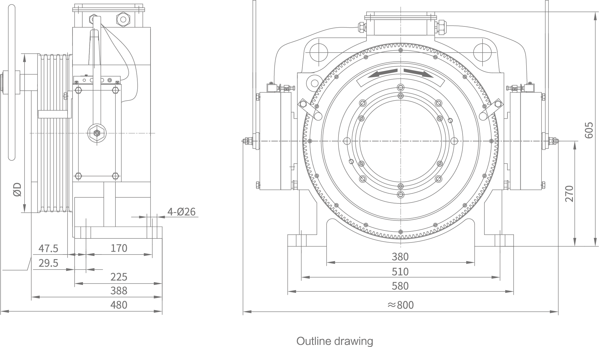 Goods lift gearless machine