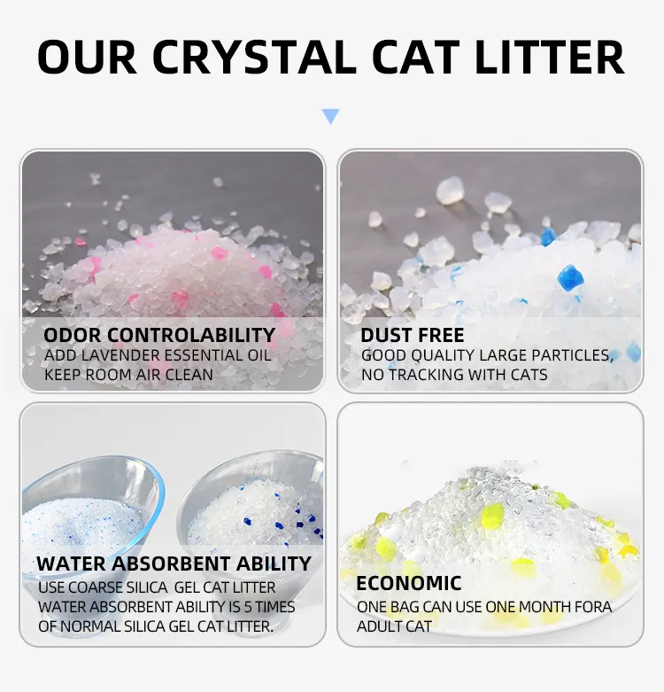 Compre areia para gatos de gel de sílica OEMCrystal, compre areia para gatos em gel de sílica cristal, areia para gatos com cristais de sílica Preço seguro