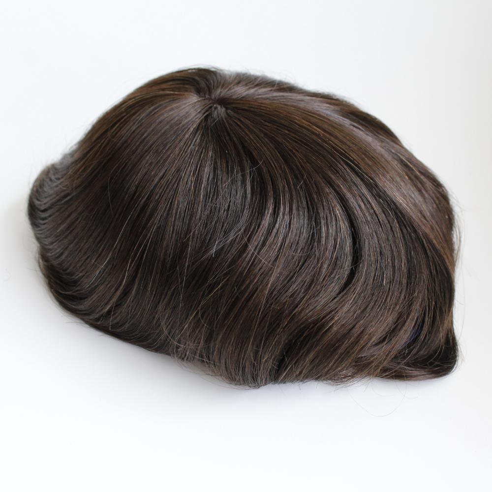 Breathable Hair System With Pu Tape Toupee Wig For Men
