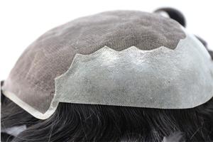 Laço francês com sistema conservado em estoque do cabelo dos homens da parte traseira da pele fina