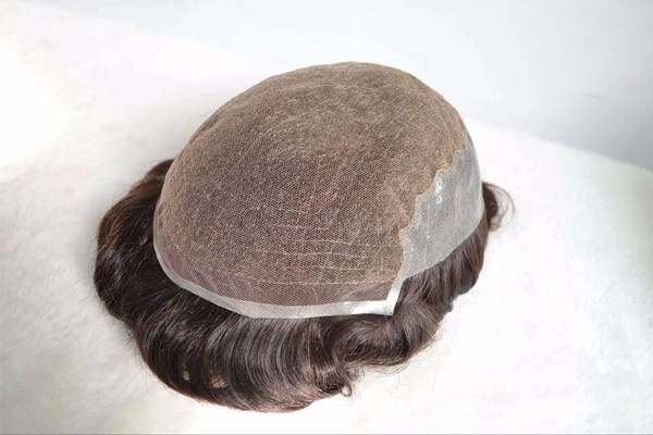 Sistema de cabello con cordones franceses con piel fina y parte posteriora de los hombres
