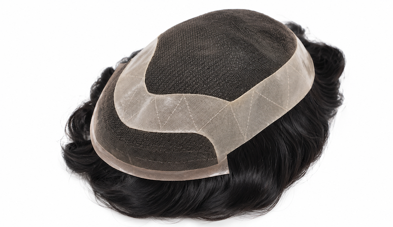 100% Echthaar Französisch Spitze Front Skin Gaze Zurück Hair System