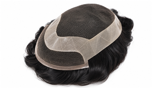 100% Echthaar Französisch Spitze Front Skin Gaze Zurück Hair System