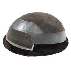 Lace Front Poly Around Toupee Sistema de reemplazo de cabello para hombres