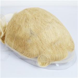 Volle französische Spitze Haar System Blond Color Mens Toupee