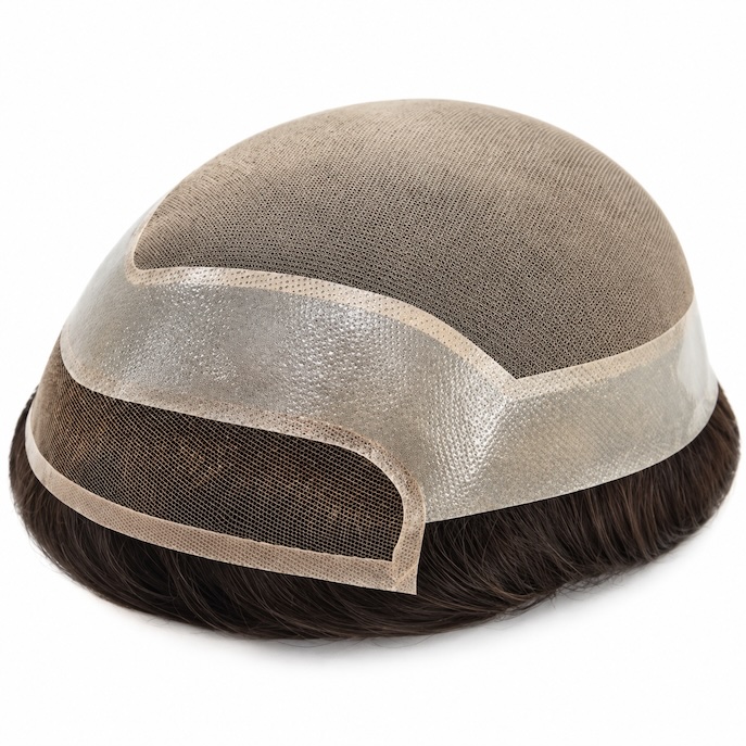 Mono encaje frontal sistema de reemplazo de cabello duradero para hombre peluca de tupé