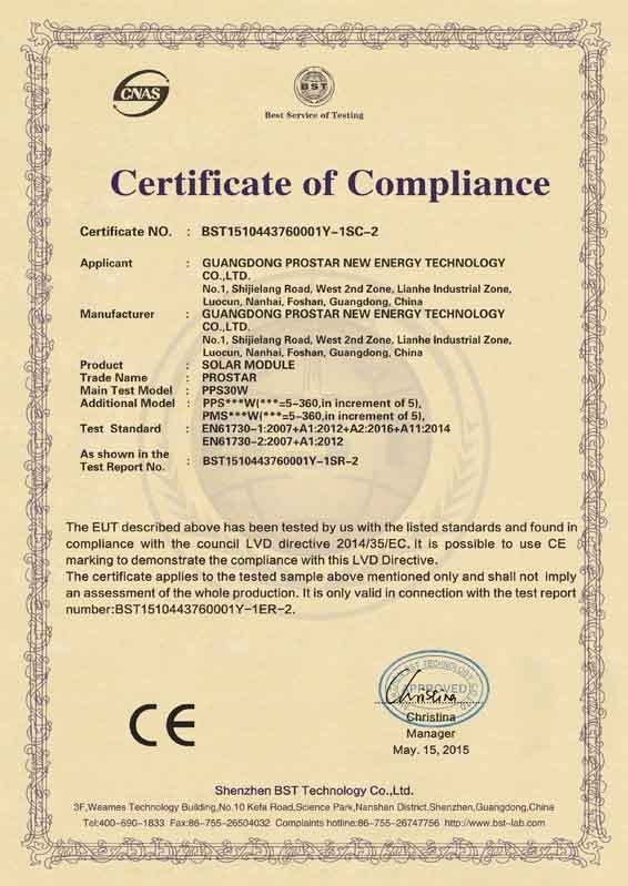 Certificados CE (Módulo Solar)