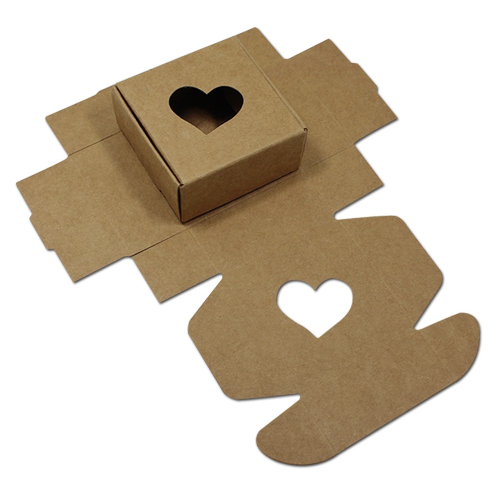 OEM Bienvenue Usine Brun Blanc Noir Carré Papier Kraft Boîtes-cadeaux Emballage Évider Carton Carton Pour Noce Biscuits Bonbons