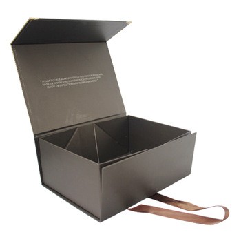 Luxury Black Packing Custom Folding Decorative Paper Packaging Gift Box With Ribbon
