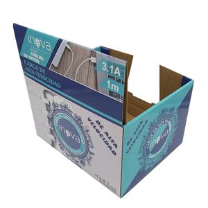 Caja de embalaje de papel de cable de datos de fábrica OEM diseño personalizado con ventana PET